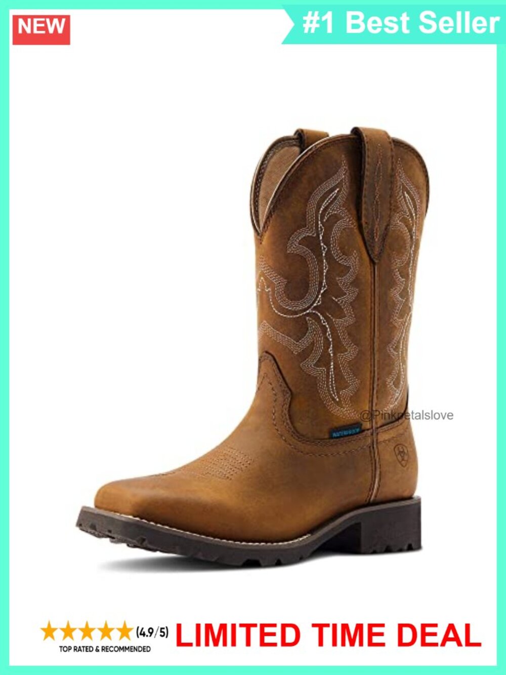 Waterproof Western Cowgirl Boots Full Grain Leather Slip Resistant